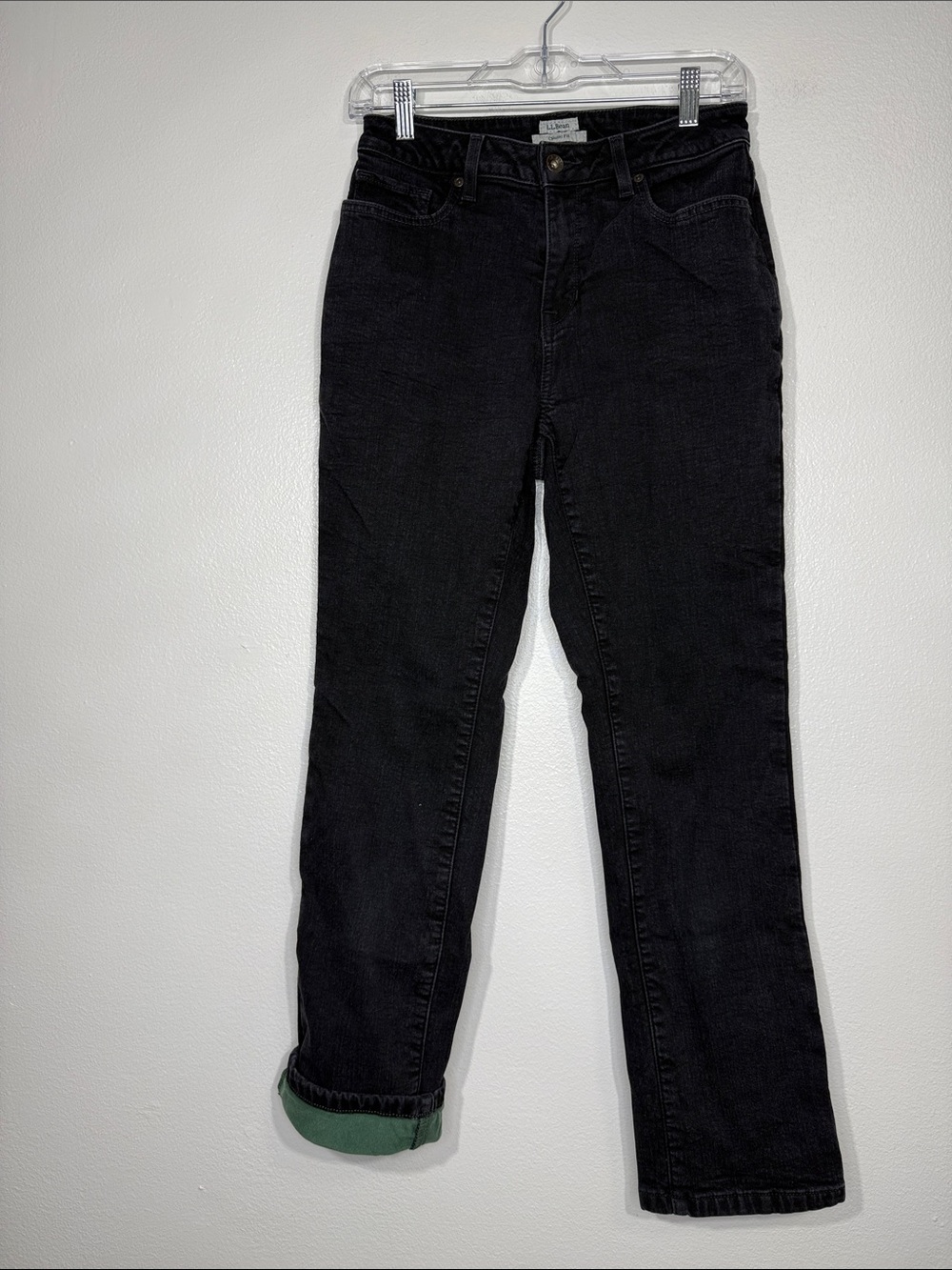 LL Bean Jeans Womens 6 green Flannel Lined Classic Fit Relaxed